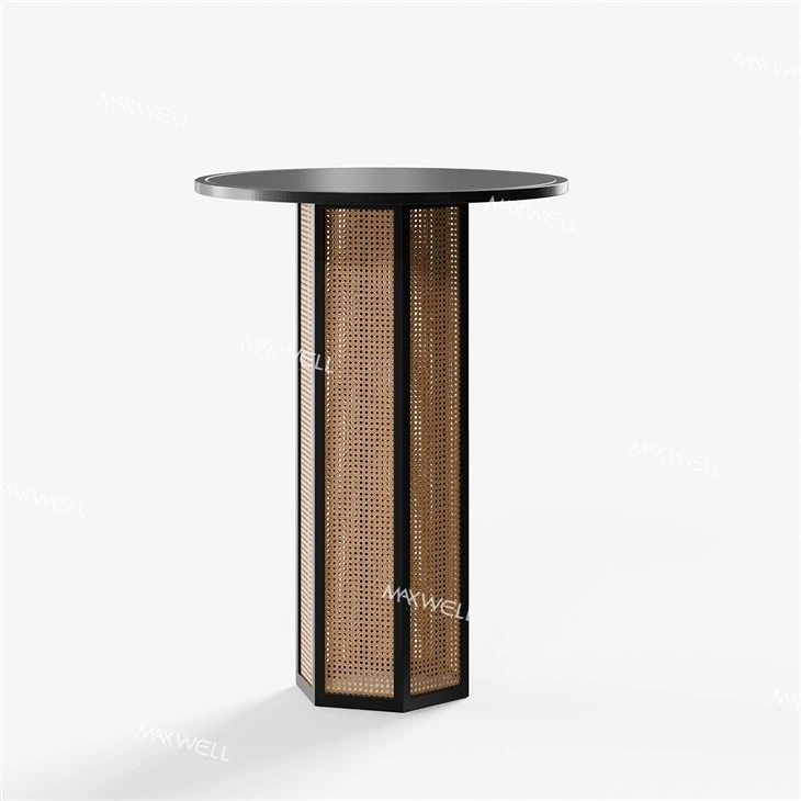 Mesa de cóctel de boda de ratán
